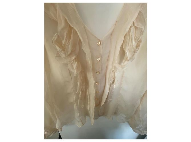 Céline Seidenbluse mit Rüschen Beige - Ansicht 2