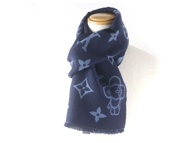 Bufanda de lana Vivienne Monogram Louis Vuitton Azul Azul marino - vista 2