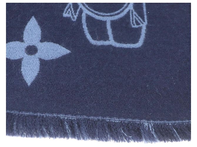 Bufanda de lana Vivienne Monogram Louis Vuitton Azul Azul marino - vista 5
