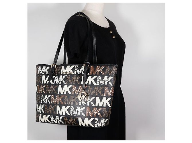 Michael Kors Jet Set Travel PVC Tote Bag Schwarz - Ansicht 16