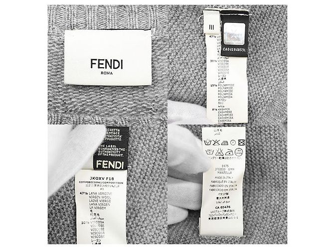 Fendi WOW! OOPS! Capa de mezcla de lana Gris - vista 10