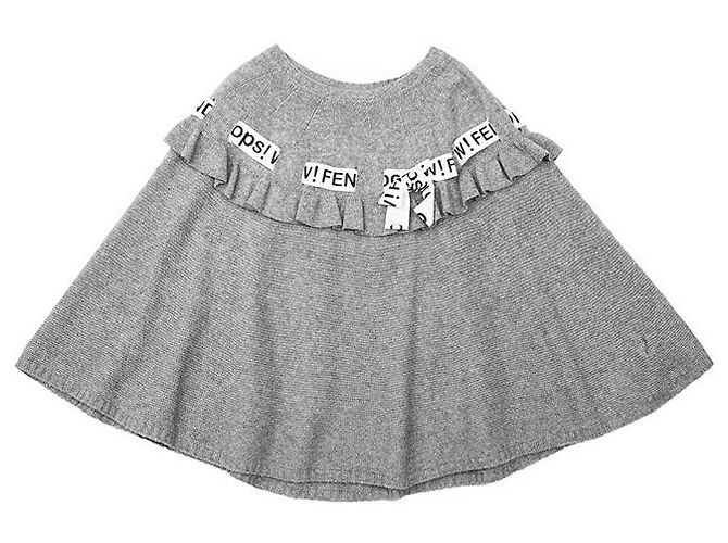 Fendi WOW! OOPS! Capa de mezcla de lana Gris - vista 11