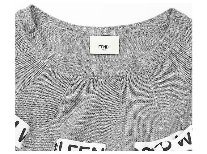Fendi WOW! OOPS! Capa de mezcla de lana Gris - vista 12