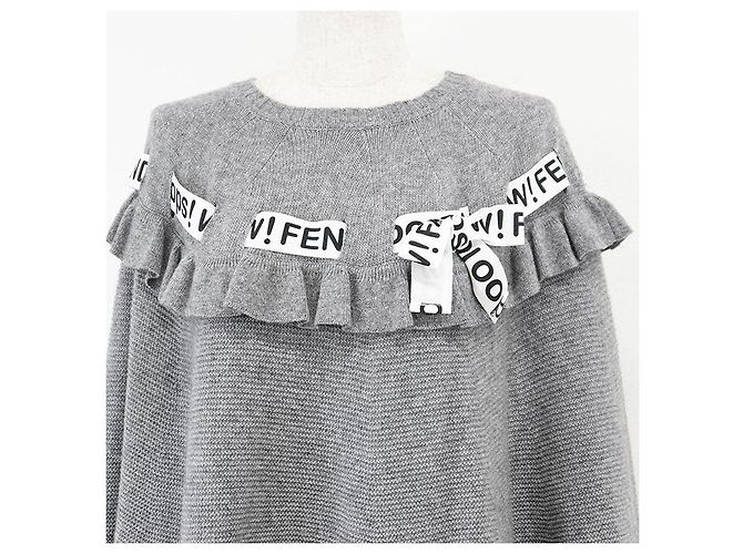Fendi WOW! OOPS! Capa de mezcla de lana Gris - vista 2