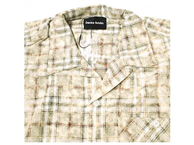 Autre Marque Gracias CHEMISETAS DE CUELLO ABIERTO A CUADROS Camisa de algodón Edición limitada Beige - vista 5