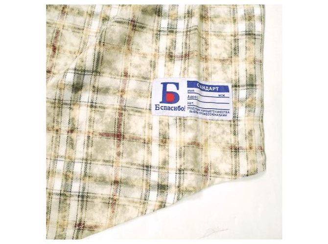 Autre Marque Gracias CHEMISETAS DE CUELLO ABIERTO A CUADROS Camisa de algodón Edición limitada Beige - vista 7