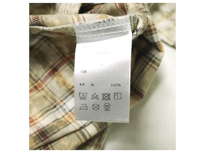 Autre Marque Gracias CHEMISETAS DE CUELLO ABIERTO A CUADROS Camisa de algodón Edición limitada Beige - vista 8