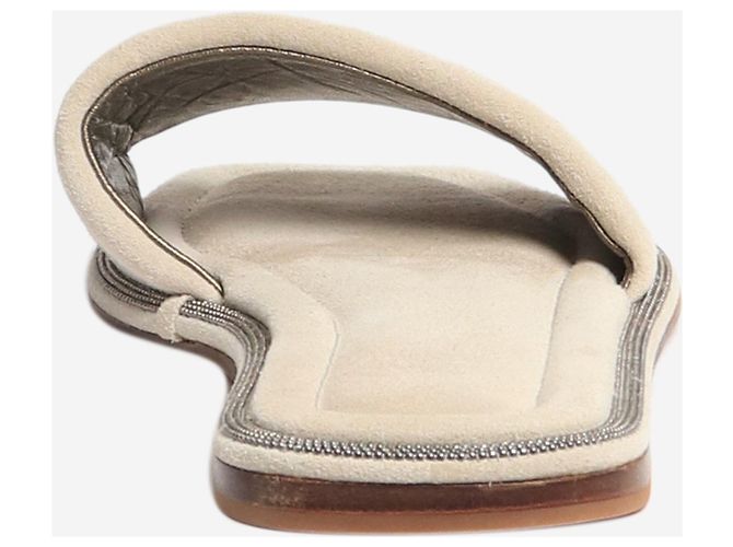 Brunello Cucinelli Mules en daim gris - taille EU 37 (UK 4) - vue 3