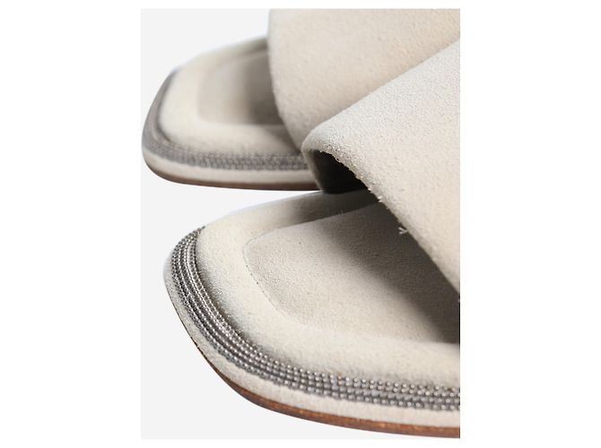 Brunello Cucinelli Mules en daim gris - taille EU 37 (UK 4) - vue 4