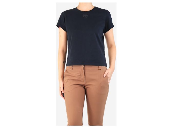 Alexander Wang Camiseta negra cropped con logo - talla S Negro - vista 3