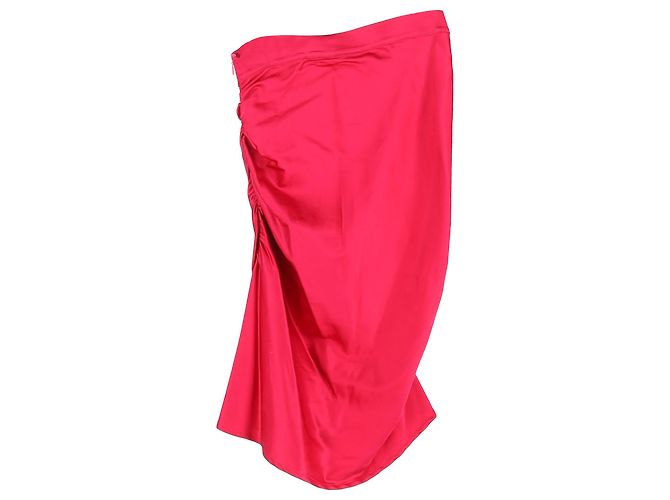 Falda mini fruncida con cordón GCDS en viscosa rosa - vista 2
