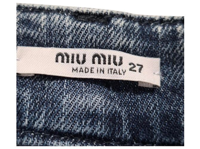Jeans boyfriend Miu Miu en lavado claro gris en algodón azul Azul claro - vista 3