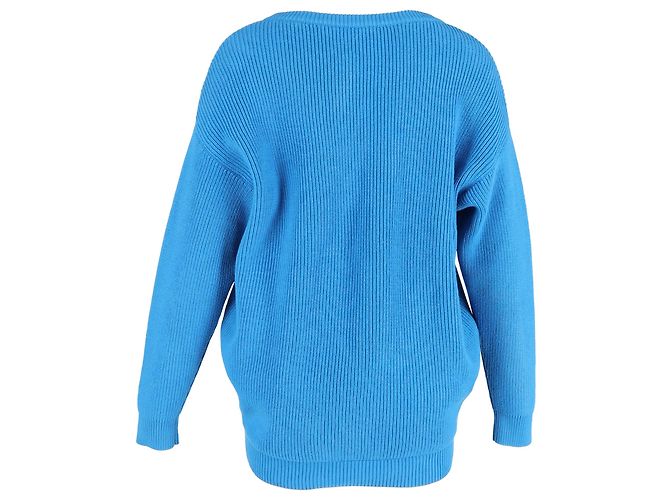Everyday Balenciaga V-Ausschnitt Pullover aus blauer Baumwolle - Ansicht 3