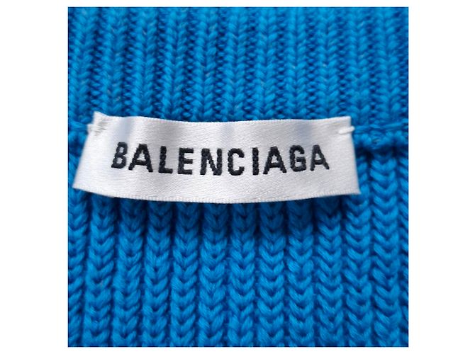Everyday Balenciaga V-Ausschnitt Pullover aus blauer Baumwolle - Ansicht 4