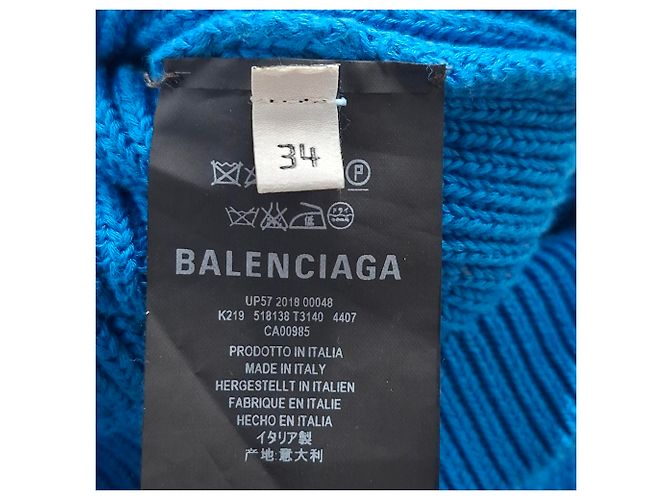 Everyday Balenciaga V-Ausschnitt Pullover aus blauer Baumwolle - Ansicht 5