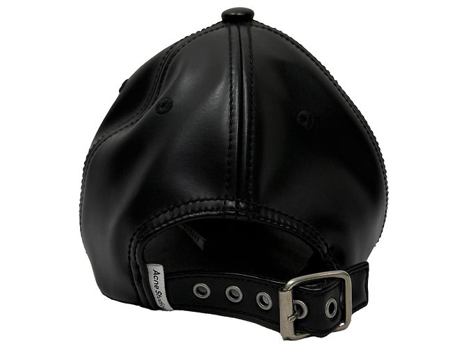 Cappellino da baseball Acne Studios in pelle sintetica nera - vista 3