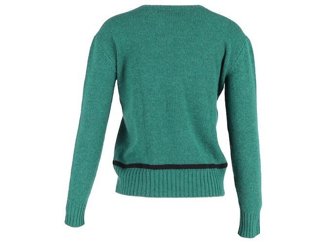 Suéter de cashmere verde com estampa de macaco da Prada - vista 3