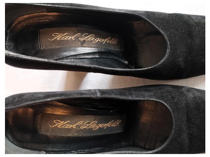 Karl Lagerfeld Décolleté in Pelle Nero - vista 10