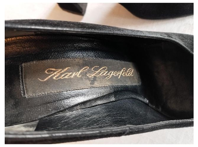 Karl Lagerfeld Décolleté in Pelle Nero - vista 2