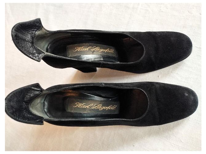 Karl Lagerfeld Décolleté in Pelle Nero - vista 4