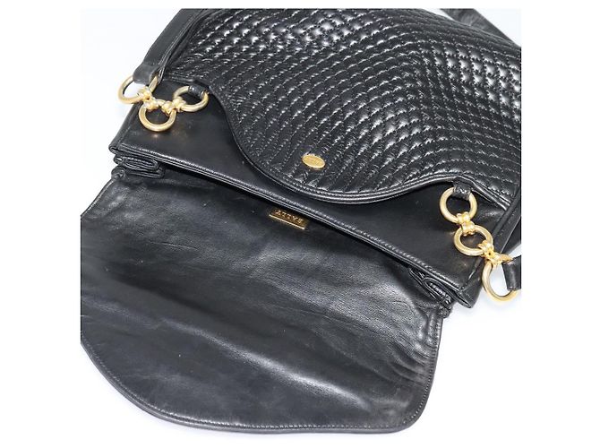 BALLY Borsa a Spalla in Pelle Trapuntata con Catena Nera Oro Auth BA4040 Nero D'oro - vista 15