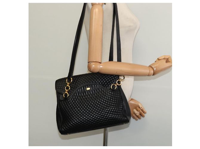 BALLY Borsa a Spalla in Pelle Trapuntata con Catena Nera Oro Auth BA4040 Nero D'oro - vista 22