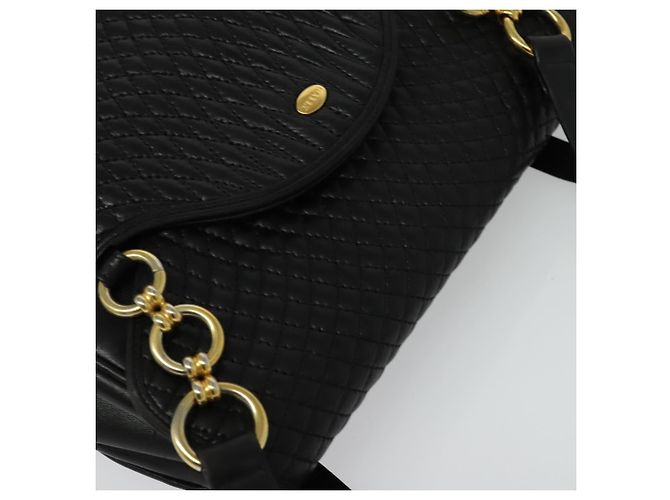 BALLY Borsa a Spalla in Pelle Trapuntata con Catena Nera Oro Auth BA4040 Nero D'oro - vista 6