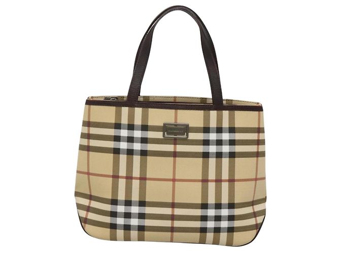 Borsa a mano in PVC beige con motivo Nova Check di BURBERRY Argento Auth ki5862 - vista 12