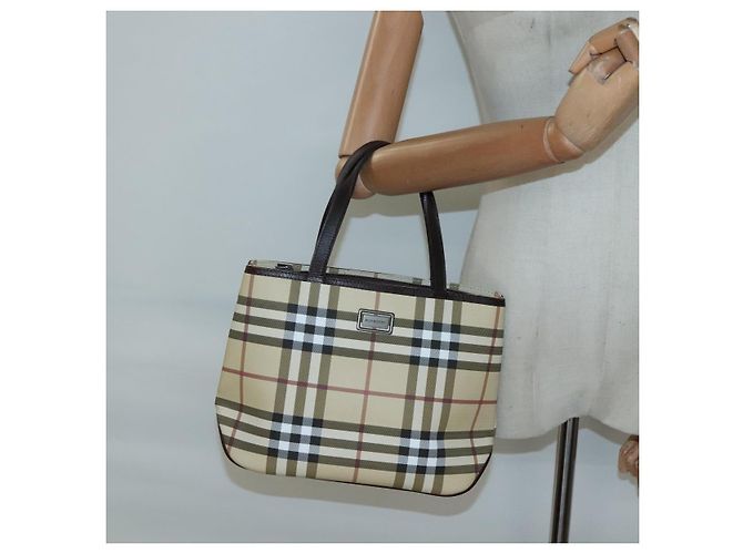 Borsa a mano in PVC beige con motivo Nova Check di BURBERRY Argento Auth ki5862 - vista 15