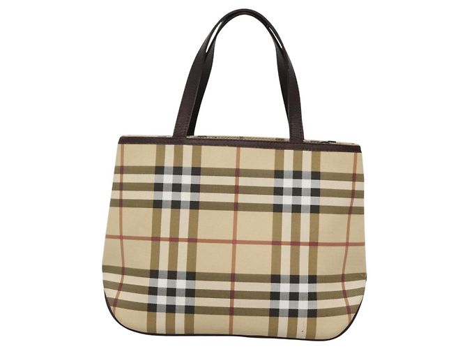 Borsa a mano in PVC beige con motivo Nova Check di BURBERRY Argento Auth ki5862 - vista 16