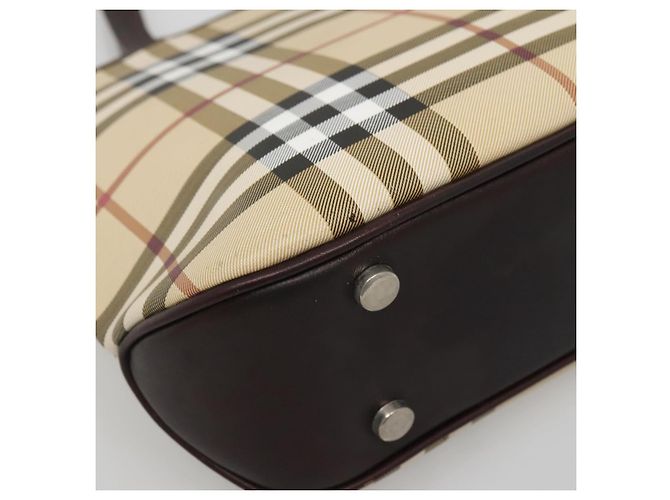 Borsa a mano in PVC beige con motivo Nova Check di BURBERRY Argento Auth ki5862 - vista 5