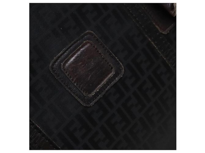 FENDI Zucchino Canvas Boston Tasche Silber Schwarz Auth 127858 - Ansicht 14