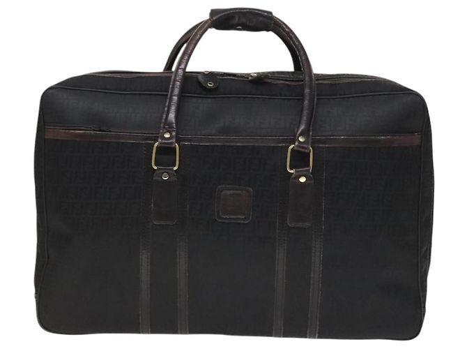 FENDI Zucchino Canvas Boston Tasche Silber Schwarz Auth 127858 - Ansicht 2