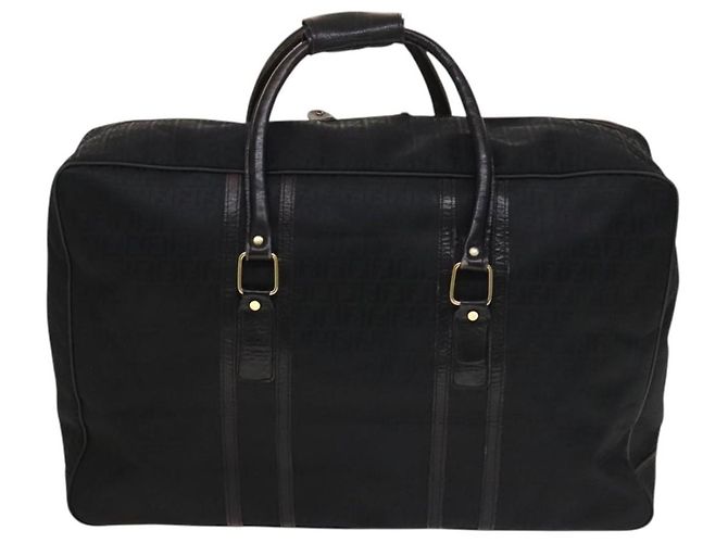 FENDI Zucchino Canvas Boston Tasche Silber Schwarz Auth 127858 - Ansicht 3