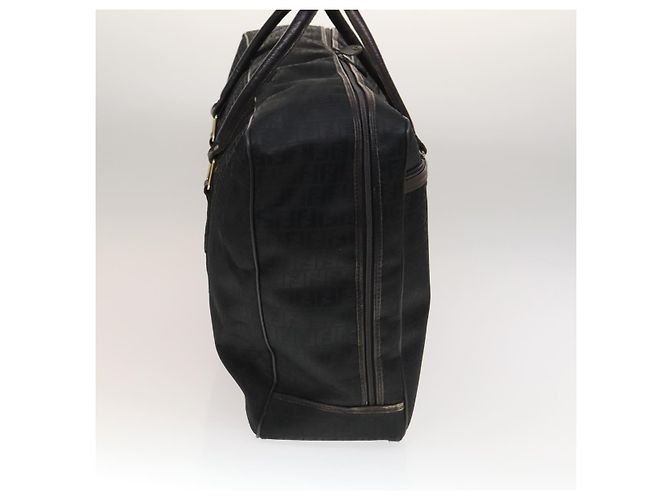 FENDI Zucchino Canvas Boston Tasche Silber Schwarz Auth 127858 - Ansicht 5