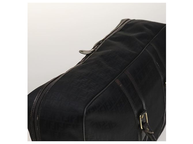 FENDI Zucchino Canvas Boston Tasche Silber Schwarz Auth 127858 - Ansicht 6