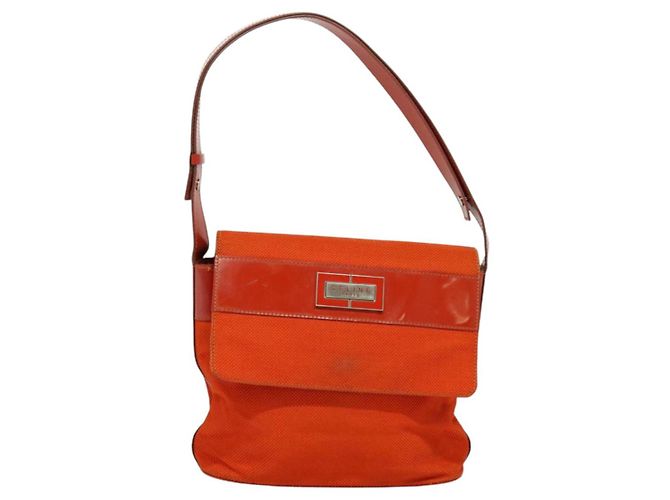 Céline CELINE Schultertasche aus Canvas Orange Silber Authentisch sw1304 - Ansicht 12