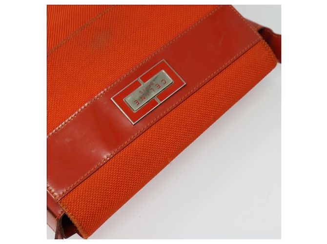 Céline CELINE Schultertasche aus Canvas Orange Silber Authentisch sw1304 - Ansicht 19
