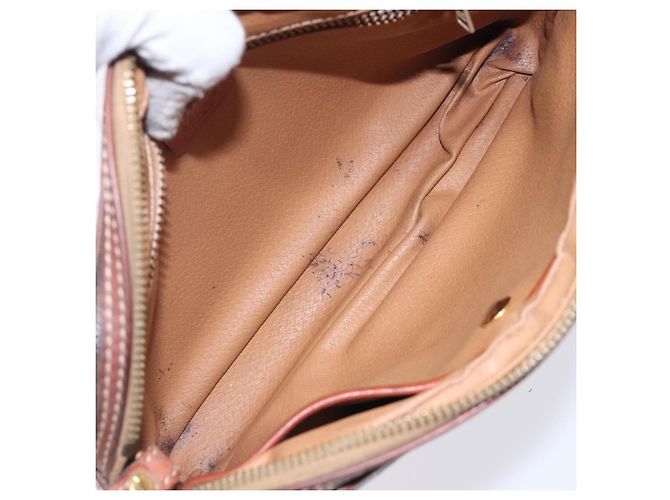 Céline Clutch in tela Macadam CELINE in pelle PVC marrone oro Auth bs27308 D'oro - vista 16
