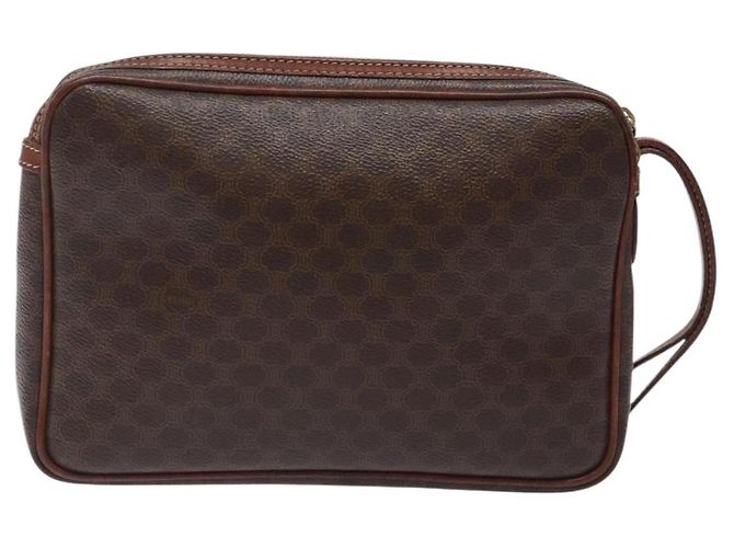 Céline Clutch in tela Macadam CELINE in pelle PVC marrone oro Auth bs27308 D'oro - vista 3