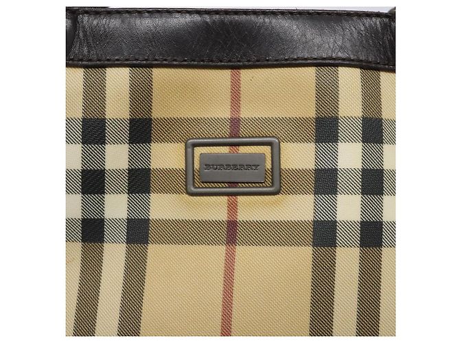 Burberry Borsa Tote Nova Check in PVC Beige Auth BA4094 - vista 14