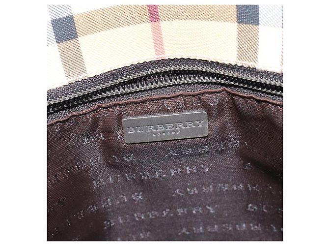 Burberry Borsa Tote Nova Check in PVC Beige Auth BA4094 - vista 15