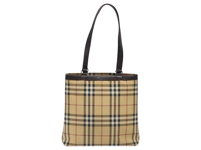 Burberry Borsa Tote Nova Check in PVC Beige Auth BA4094 - vista 3