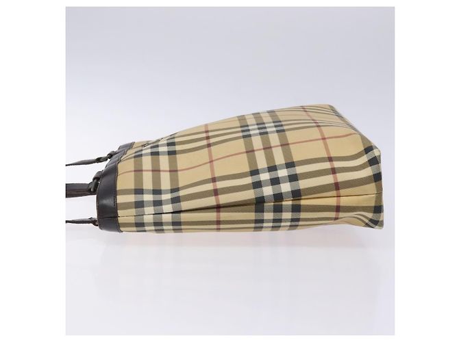Burberry Borsa Tote Nova Check in PVC Beige Auth BA4094 - vista 5