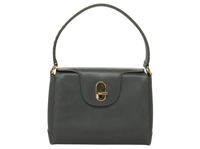 Gucci Borsa a mano in pelle grigia argento Auth mr1461 Marrone - vista 2