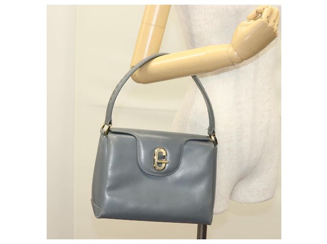 Gucci Borsa a mano in pelle grigia argento Auth mr1461 Marrone - vista 23