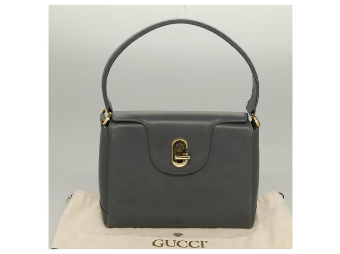 Gucci Borsa a mano in pelle grigia argento Auth mr1461 Marrone - vista 24