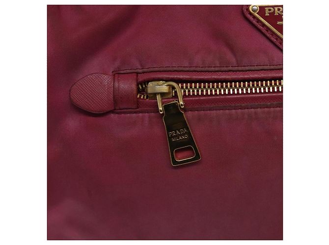 PRADA Borsa a mano in nylon rosa oro Auth 134403 D'oro - vista 16
