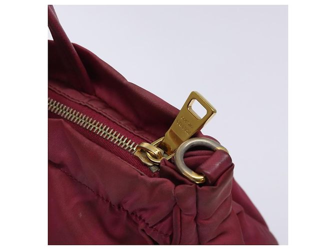 PRADA Borsa a mano in nylon rosa oro Auth 134403 D'oro - vista 17