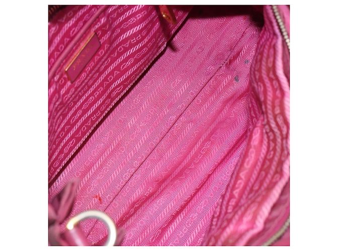 PRADA Borsa a mano in nylon rosa oro Auth 134403 D'oro - vista 19